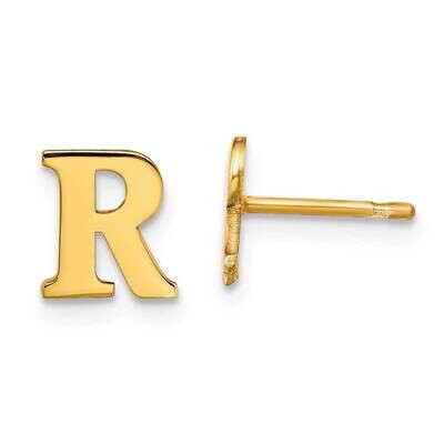 Gold-Plated Letter R Initial Post Earrings Sterling Silver XNE46GP/R, MPN: XNE46GP/R,