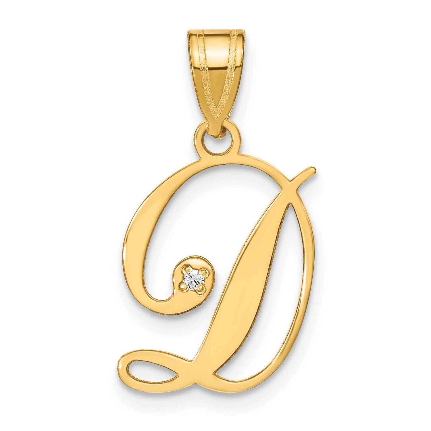 Script Letter D Initial Pendant Diamond 14k Gold YC252D, MPN: YC252D,