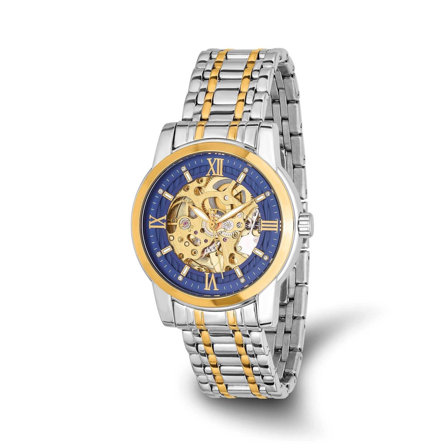 Mason Sales Two-Tone Gold-Plated Crystal Skeleton Movement Stainless Steel XWA6492