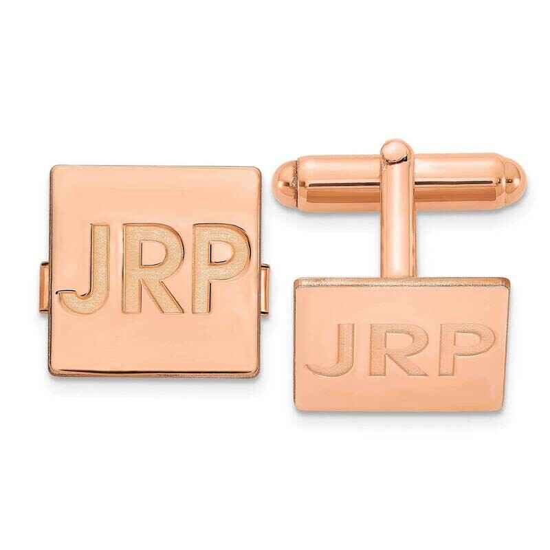 Ss/Rose-Plated Square Recessed Letters Monogram Cuff Links XNA611RP