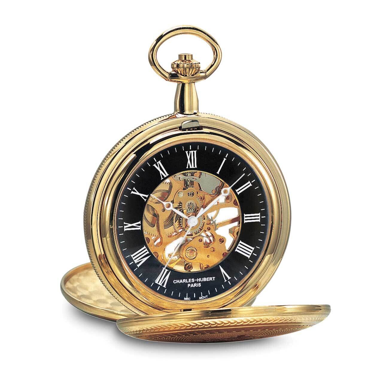 Charles Hubert Gold-Plated Double Hunter Black Dial Pocket Watch XWA6594, MPN: XWA6594, 848870010251