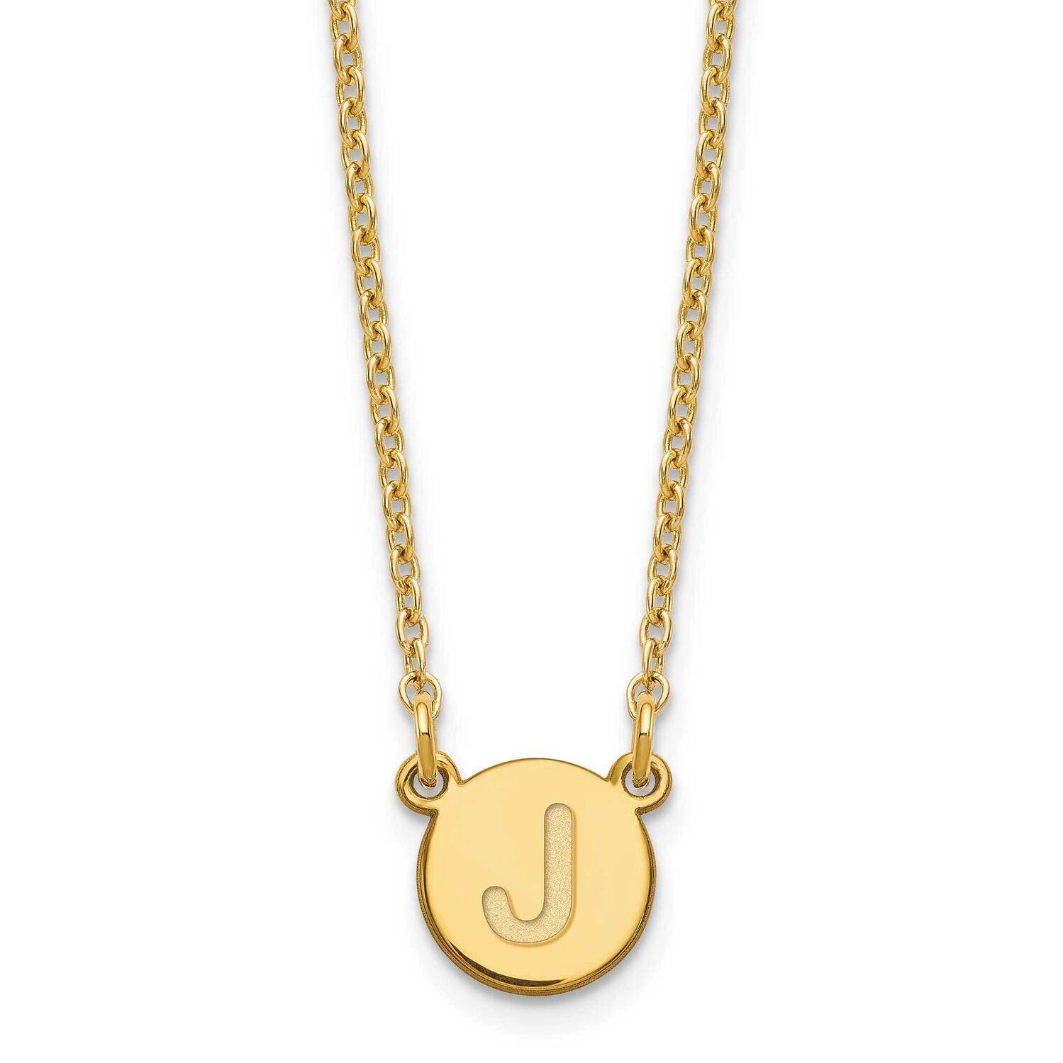 Gold-Plated Tiny Circle Block Letter J Initial Necklace Sterling Silver XNA722GP/J, MPN: XNA722GP/J,