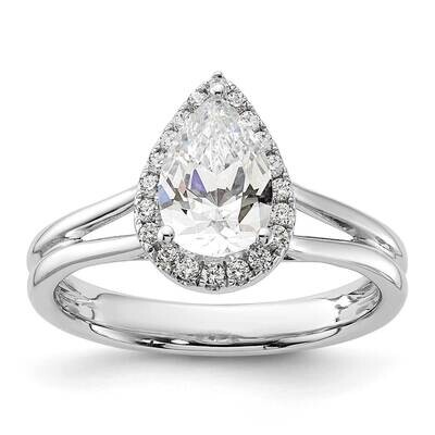 Halo Holds 1 Carat 8.7X5.6mm Pear Center 1/6 Carat Diamond Semi-Mount Split Shank Engagement Ring 1…