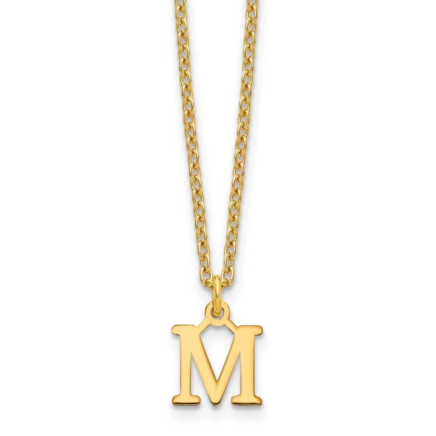 Gold-Plated Cutout Letter M Initial Necklace Sterling Silver XNA727GP/M, MPN: XNA727GP/M,