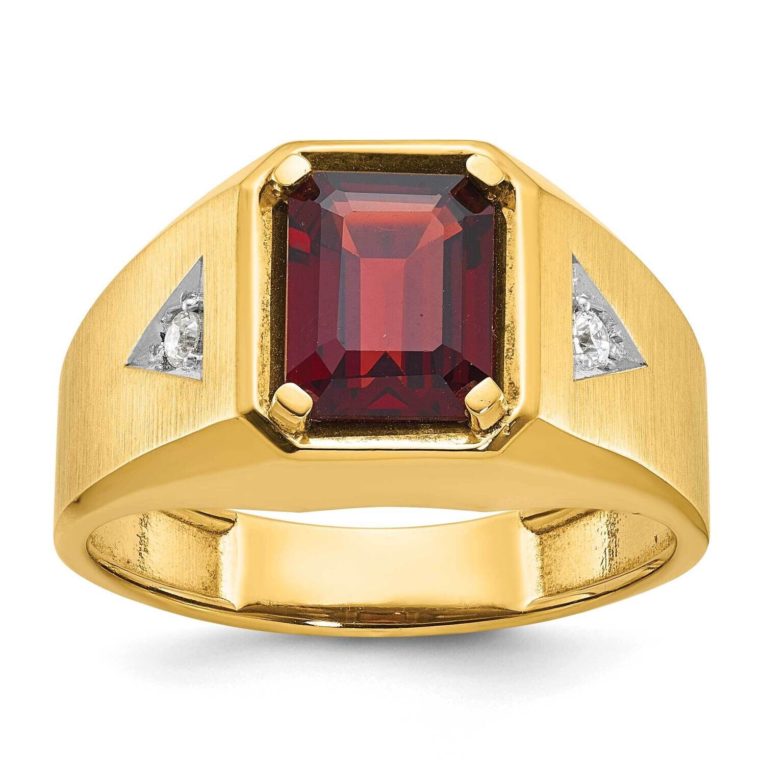 Ibgoodman Men&#39;s Polished Satin Garnet 1/15 Carat Diamond Complete Ring 14k Gold B57492-4YGA/AA by I…