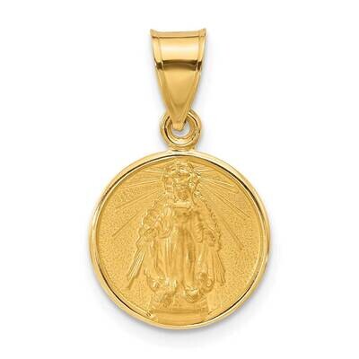 Satin Solid Miraculous Mary Plain Back Medal 14k Polished Gold XR2107 by Men&#39;s Jewelry and Accessor…