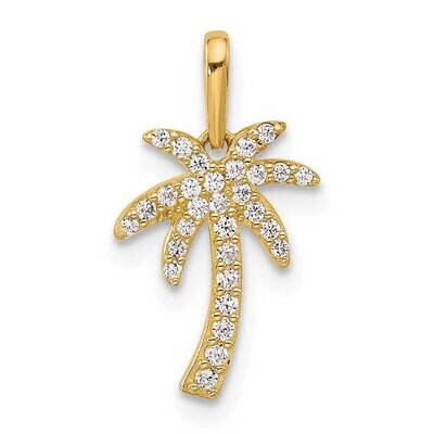 CZ Palm Tree Pendant 14k Polished Gold YC1593, MPN: YC1593,