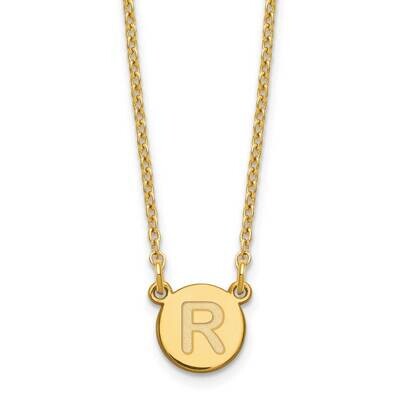 Gold-Plated Tiny Circle Block Letter R Initial Necklace Sterling Silver XNA722GP/R, MPN: XNA722GP/R,