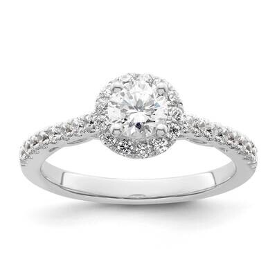 Halo Plus Holds 1/2 Carat 5.2mm Round Center 1/3 Carat Diamond Semi-Mount Engagement Ring 14k White…