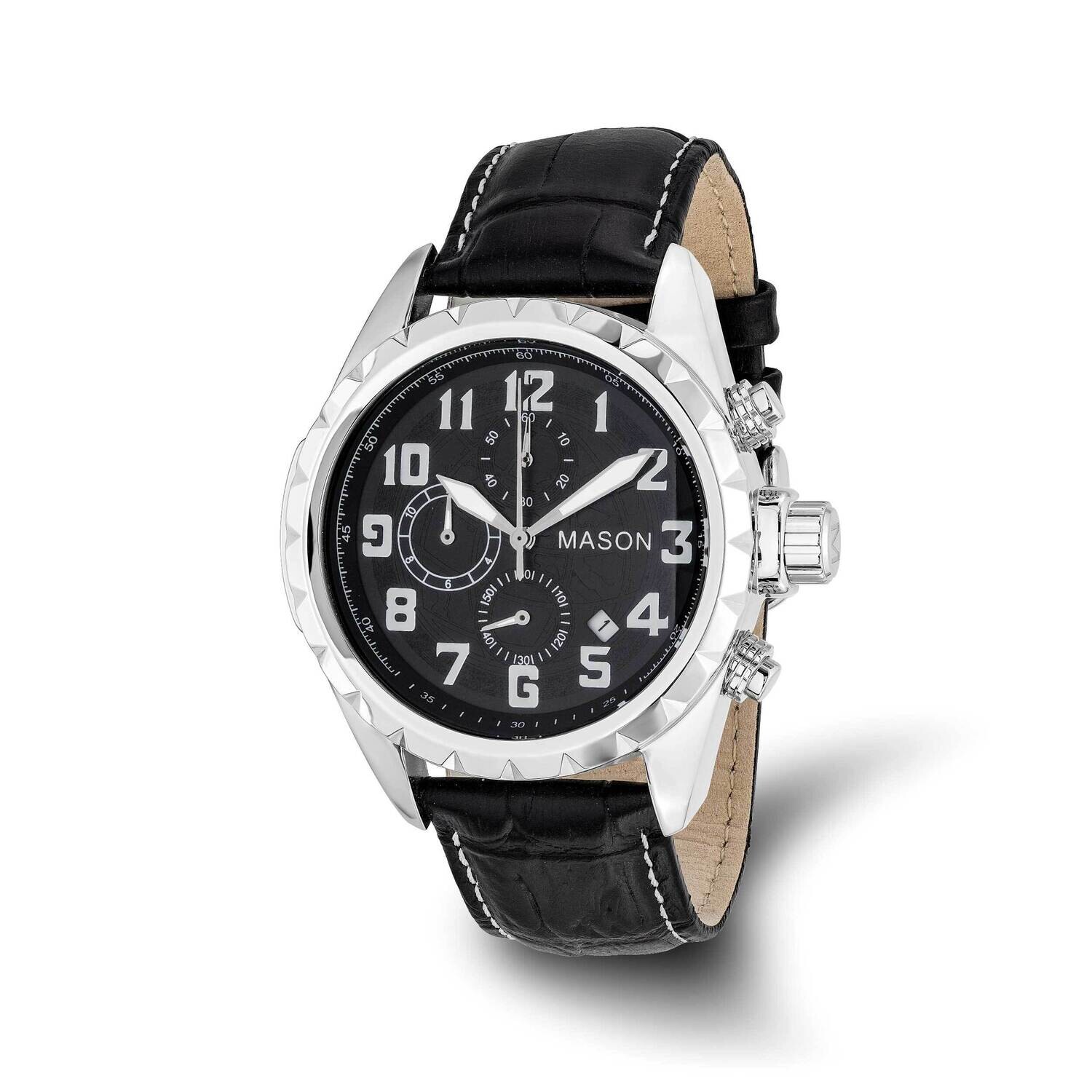 Mason Sales Chronograph Black Leather Watch Stainless Steel XWA6520, MPN: XWA6520,