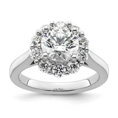 Halo Holds 2 Carat 8.2mm Round Center 1 Carat Diamond Semi-Mount Engagement Ring 14k White Gold RM2…