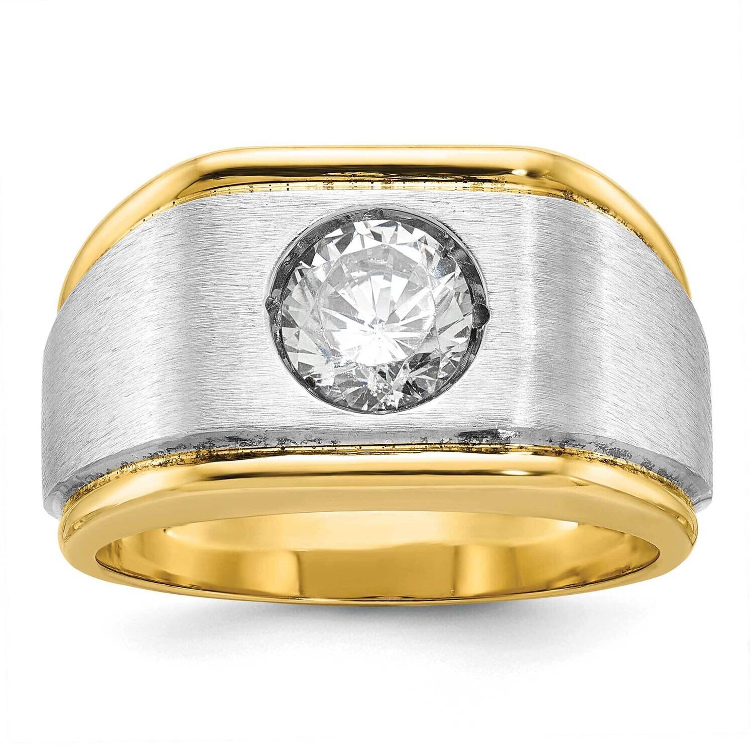 Ibgoodman Men&#39;s Polished Satin 3/8 Carat Diamond Complete Ring 14k Two-Tone Gold B58370-4YWAA by IB…