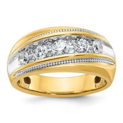 Ibgoodman Men&#39;s Polished Milgrain 1 Carat Aa Quality Diamond Ring 14k Gold White Rhodium B64226-4YA…