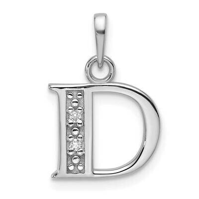 Diamond Letter D Initial Pendant 14k White Gold YC1541WD, MPN: YC1541WD,