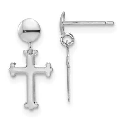 Polished Cross Post Dangle Earrings 14k White Gold YE2124W, MPN: YE2124W,