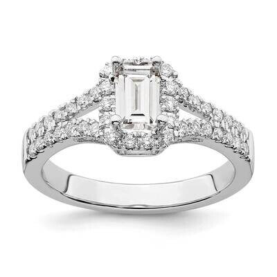 Halo Plus Holds 1/2 Carat 6X4mm Emerald-Cut Center 3/8 Carat Diamond Semi-Mount Engagement Ring 14k…