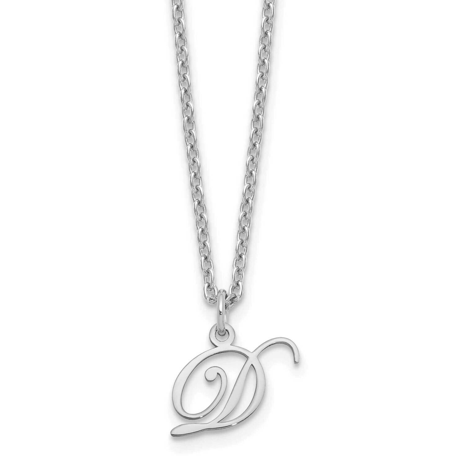 Letter D Initial Necklace Sterling Silver Rhodium-Plated XNA756SS/D, MPN: XNA756SS/D,