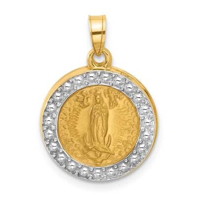 Rhodium Hollow Lady Of Guadalupe Pendant 14k Gold XR2101 by Men&#39;s Jewelry and Accessories, MPN: XR2…