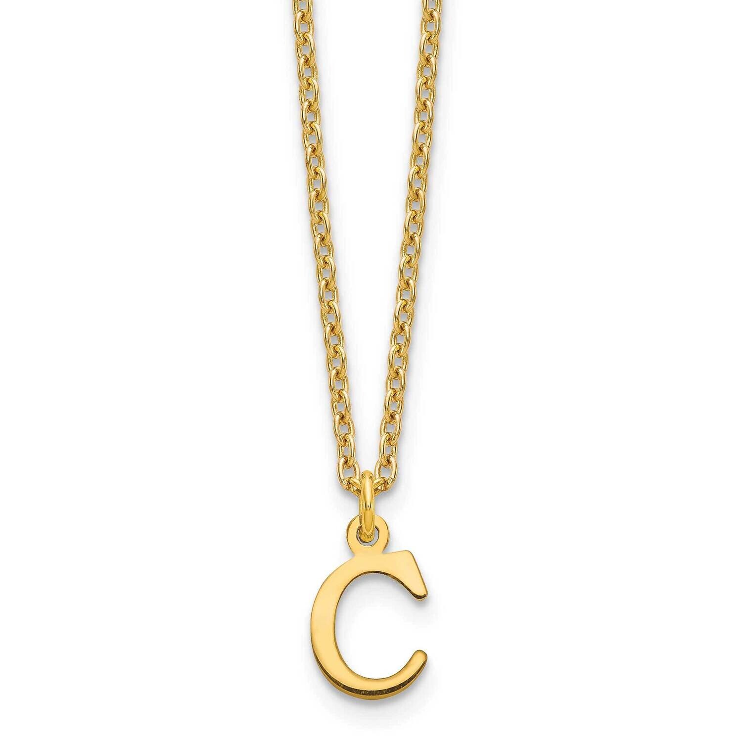 Gold-Plated Cutout Letter C Initial Necklace Sterling Silver XNA727GP/C, MPN: XNA727GP/C,