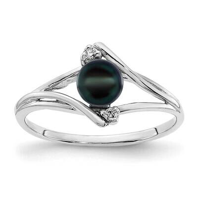 5mm Black Fw Cultured Pearl Aa Diamond Ring 14k White Gold Y1882BP/AA, MPN: Y1882BP/AA, 196904004777