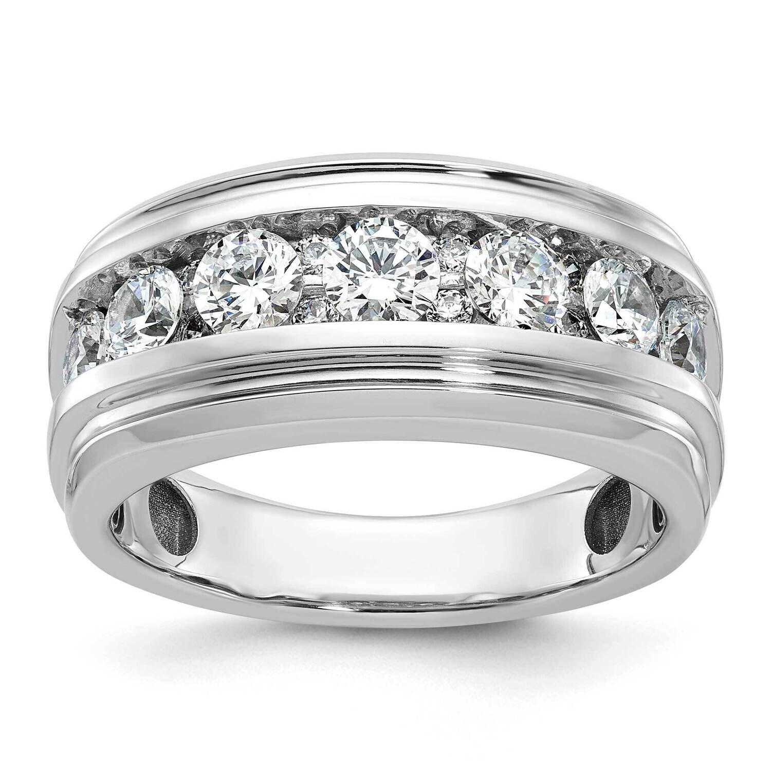 Ibgoodman Men&#39;s Polished Grooved 1 3/4 Carat Aa Quality Diamond Ring 14k White Gold B64228-4WAA by …