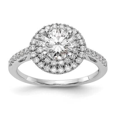 Double Halo Holds 1 Carat 6.5mm Round Center 1/2 Carat Diamond Semi-Mount Engagement Ring 14k White…