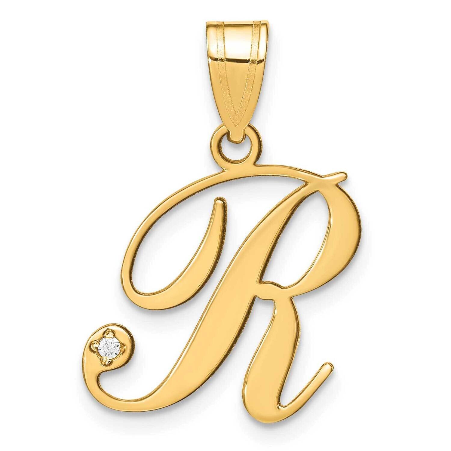Script Letter R Initial Pendant Diamond 14k Gold YC252R, MPN: YC252R,