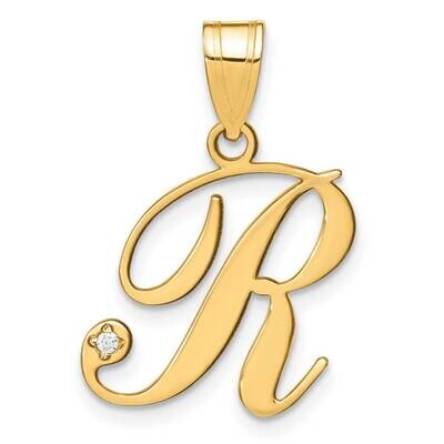 Script Letter R Initial Pendant Diamond 14k Gold YC252R, MPN: YC252R,