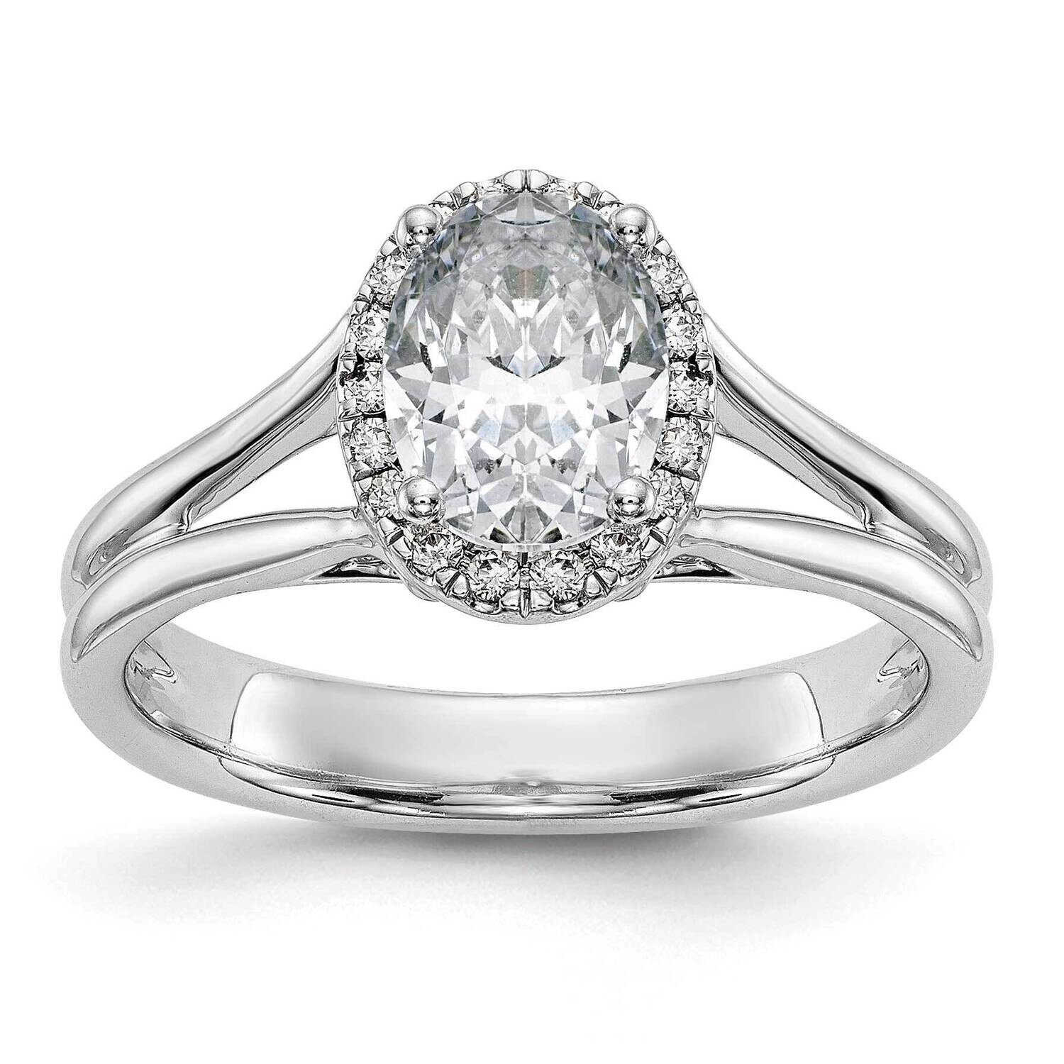 Halo Holds 1 Carat 8X5.7mm Oval Center 1/8 Carat Diamond Semi-Mount Split Shank Engagement Ring 14k…