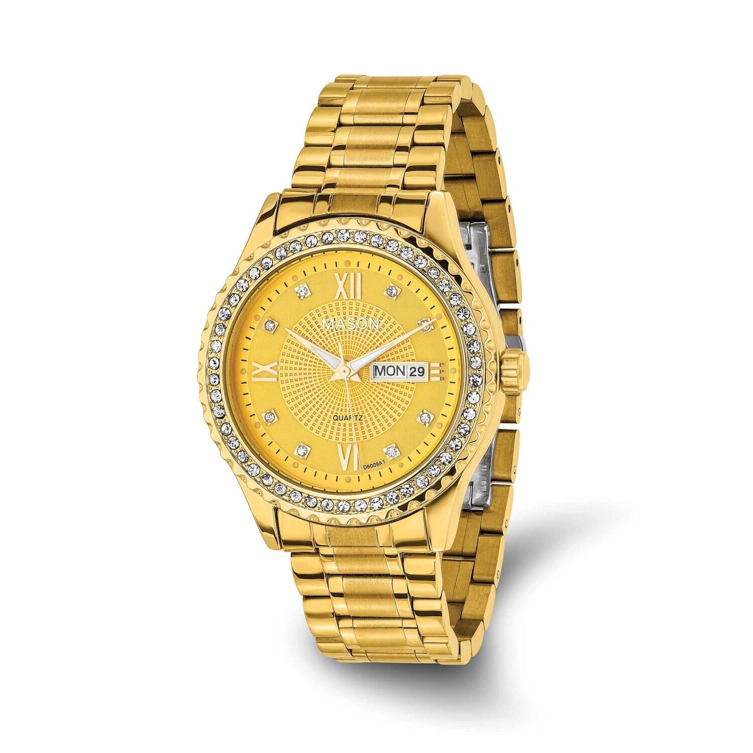 Mason Sales Gold-Plated Crystal Bezel Watch Stainless Steel XWA6533, MPN: XWA6533,