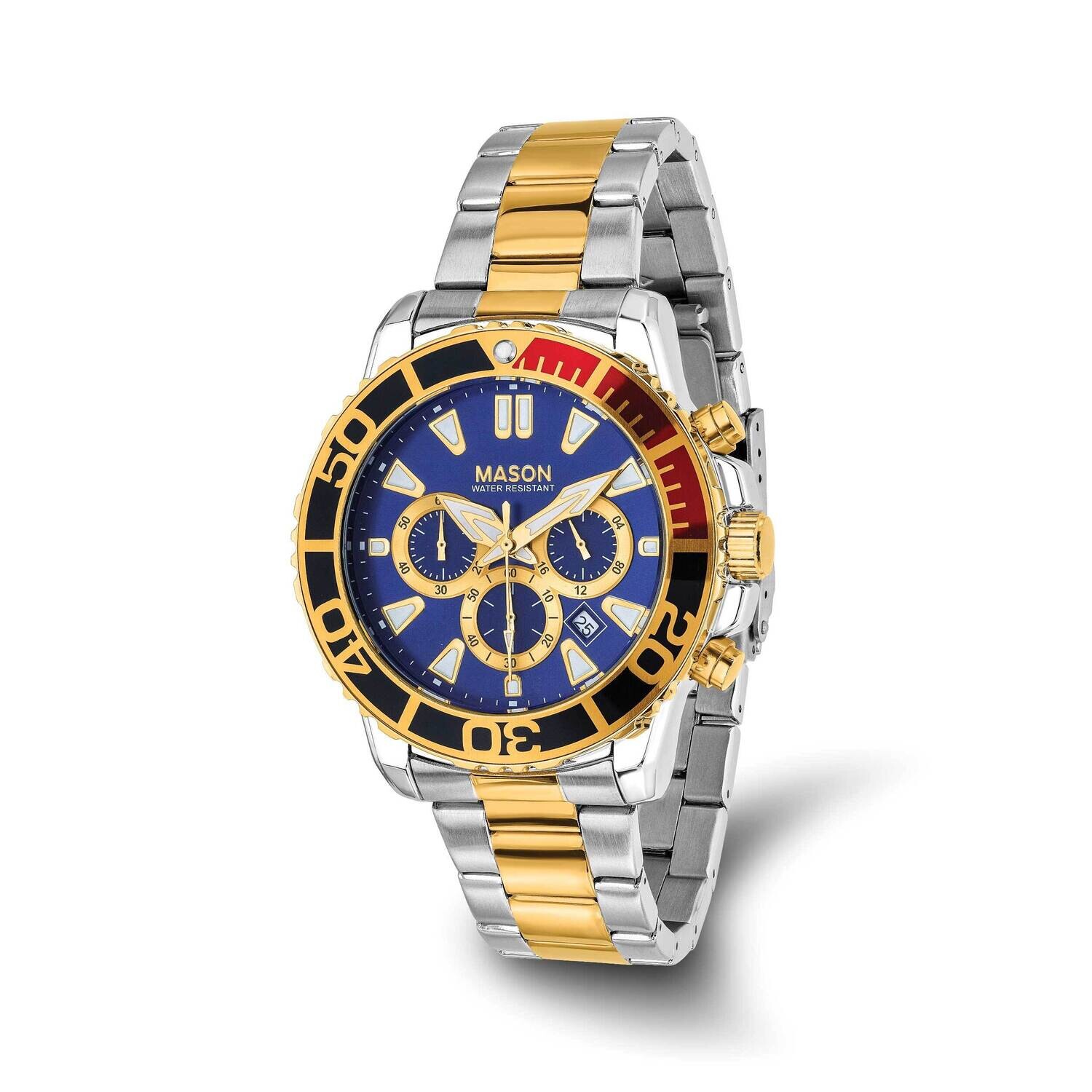 Mason Sales Two-Tone Gold-Plated Chronograph Blue Dial Watc Stainless Steel XWA6517, MPN: XWA6517,