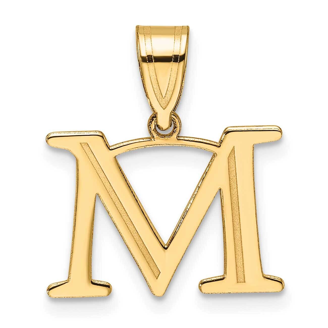 Etched Letter M Initial Pendant 14k Polished Gold YC1539M, MPN: YC1539M,