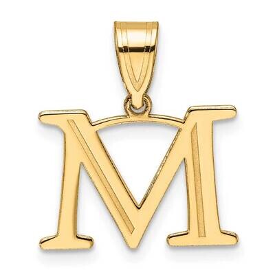 Etched Letter M Initial Pendant 14k Polished Gold YC1539M, MPN: YC1539M,