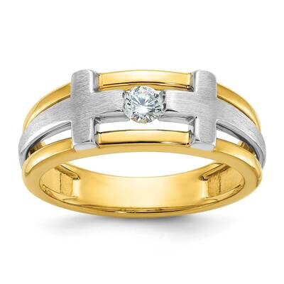 Ibgoodman Men&#39;s Cross Satin 1/5 Carat Diamond Complete Ring 14k Two-Tone Gold B63580-4YWAA by IBGoo…