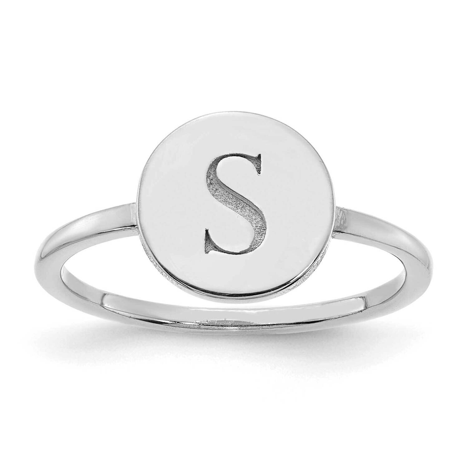 Initial Circle Signet Ring 14k White Gold XNR114W