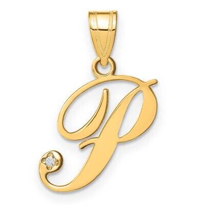 Script Letter P Initial Pendant Diamond 14k Gold YC252P, MPN: YC252P,