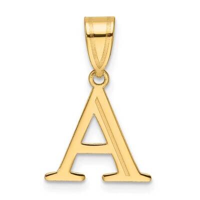 Etched Letter A Initial Pendant 14k Polished Gold YC1539A, MPN: YC1539A,