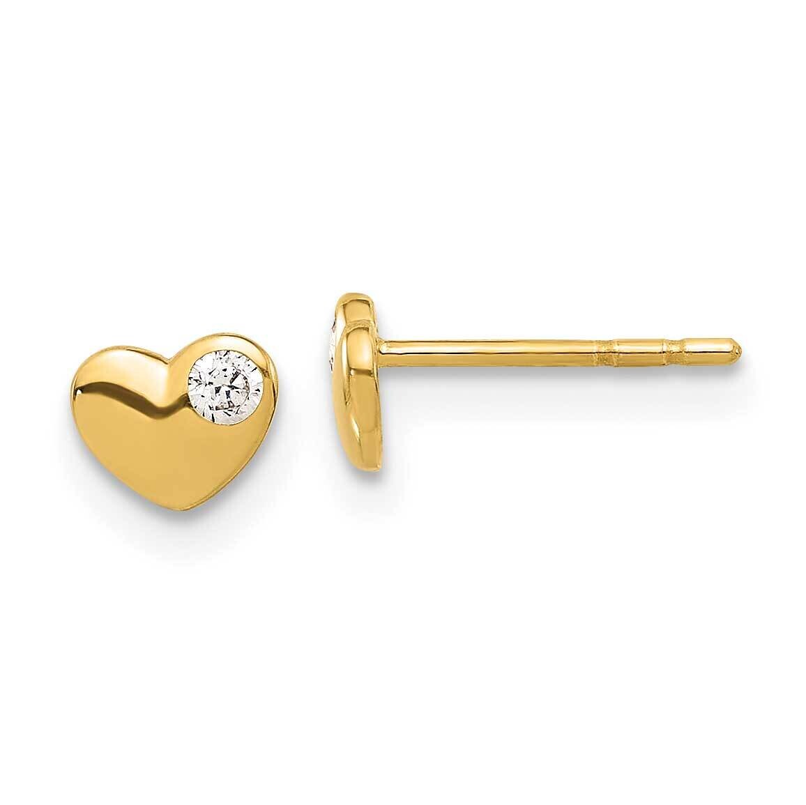 CZ Heart Post Earrings 14k Gold YE2193, MPN: YE2193,