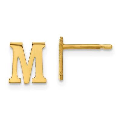 Gold-Plated Letter M Initial Post Earrings Sterling Silver XNE46GP/M, MPN: XNE46GP/M,