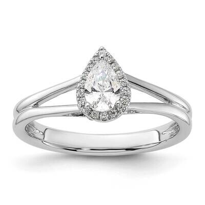 Halo Holds 1/4 Carat 5.5X3.5mm Pear Center 1/15 Carat Diamond Semi-Mount Split Shank Engagement Rin…