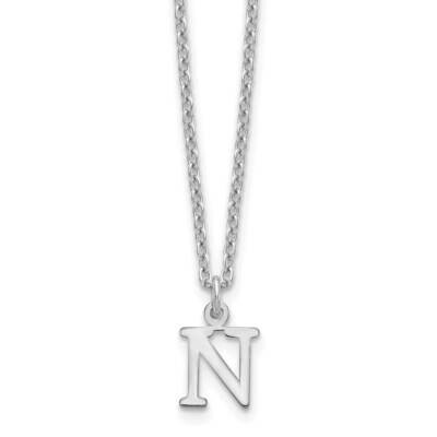 Cutout Letter N Initial Necklace Sterling Silver Rhodium-Plated XNA727SS/N, MPN: XNA727SS/N,