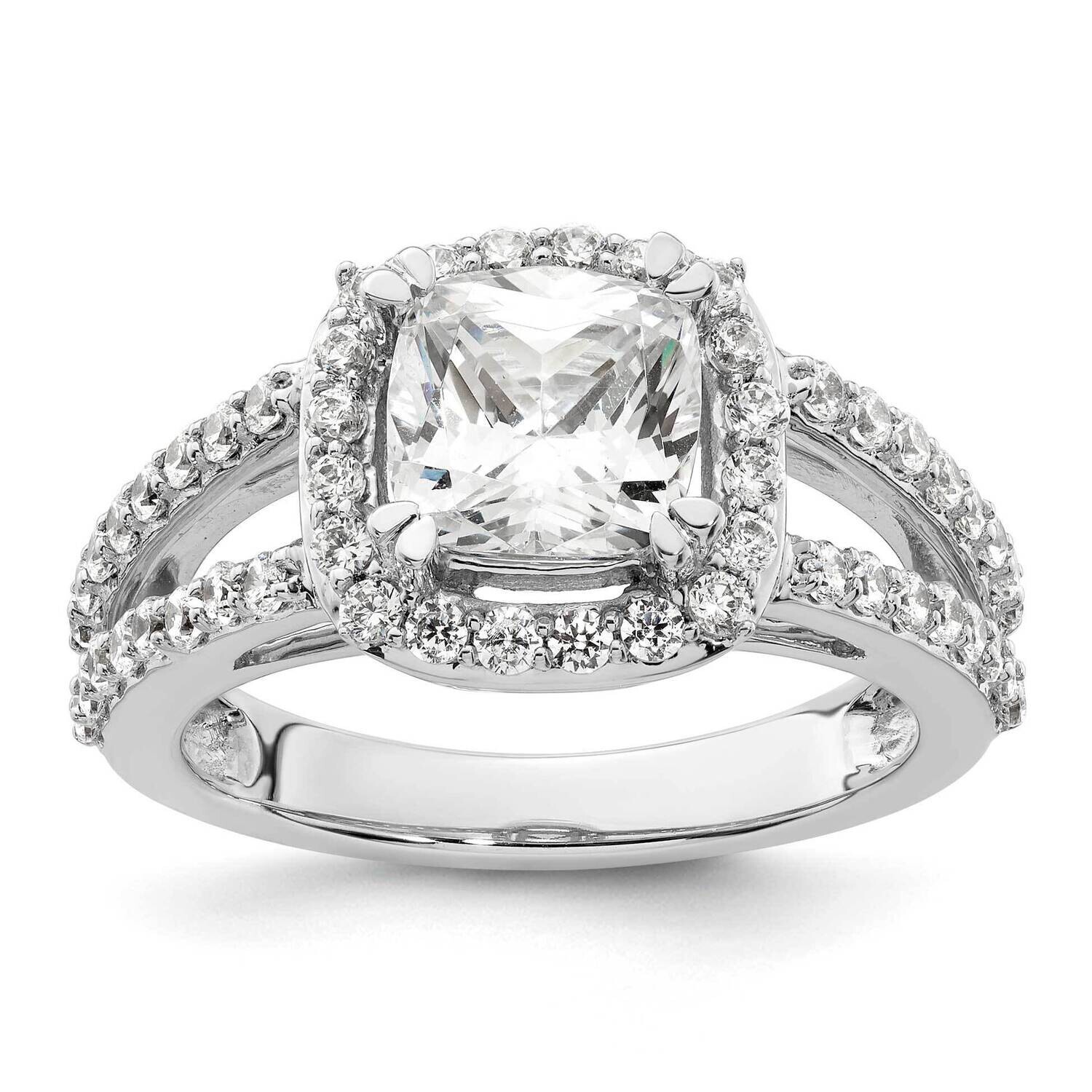Halo Plus Holds 1.75 Carat 7.00mm Cushion Center 3/4 Carat Diamond Semi-Mount Engagement Ring 14k W…