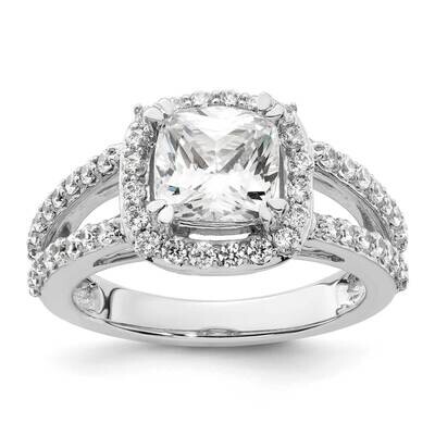 Halo Plus Holds 1.75 Carat 7.00mm Cushion Center 3/4 Carat Diamond Semi-Mount Engagement Ring 14k W…