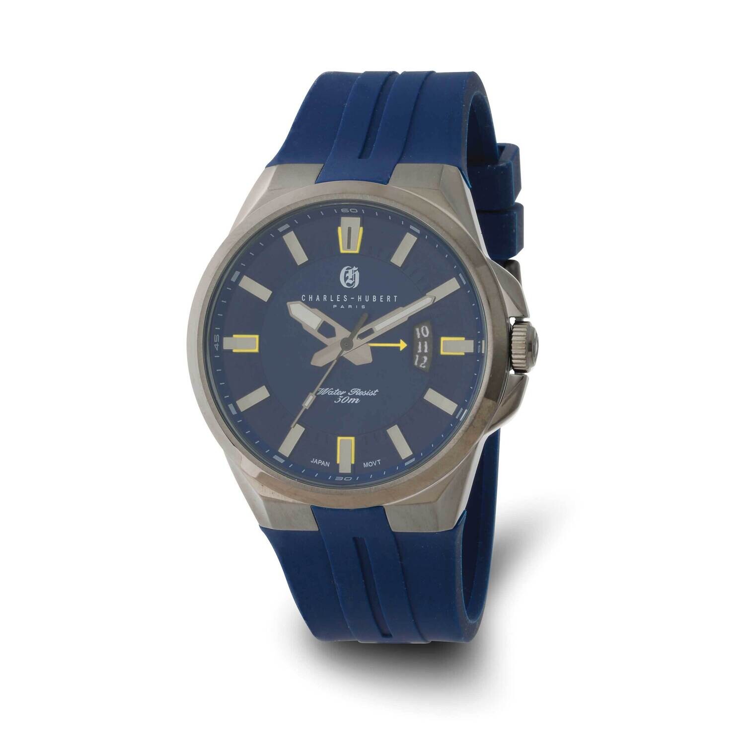 Charles Hubert Gun Metal Ip-Plated Blue Dial Watch Stainless Steel XWA6577, MPN: XWA6577, 848870010…