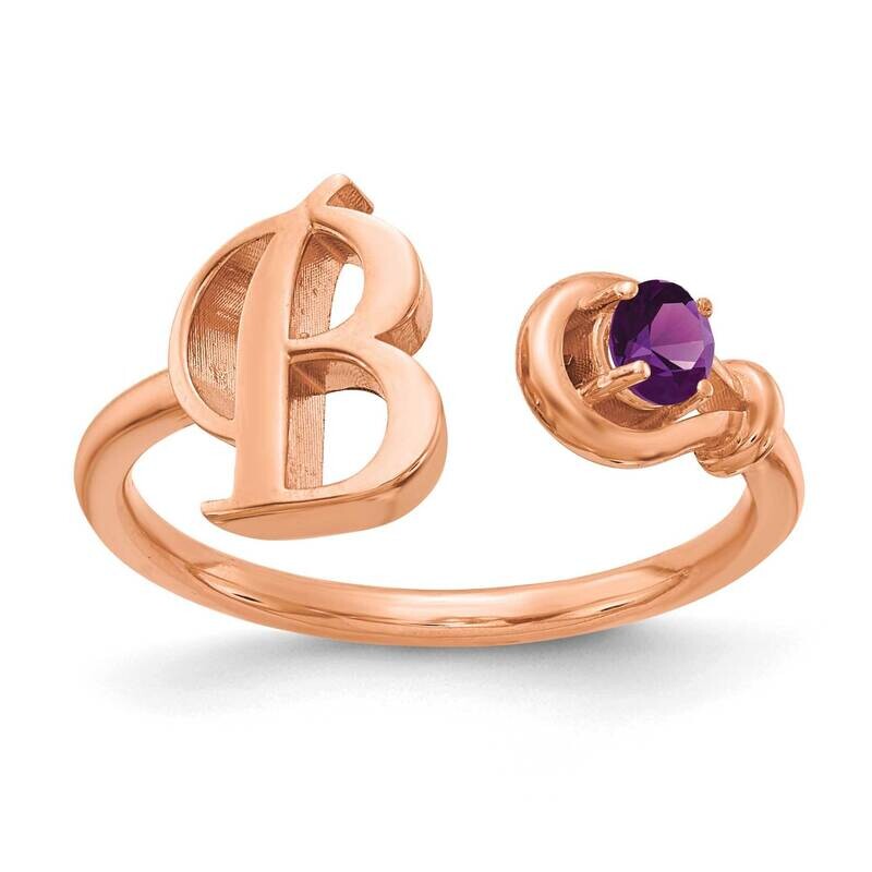 Rose-Plated Letter B Birthstone Ring Sterling Silver XNR81BRP