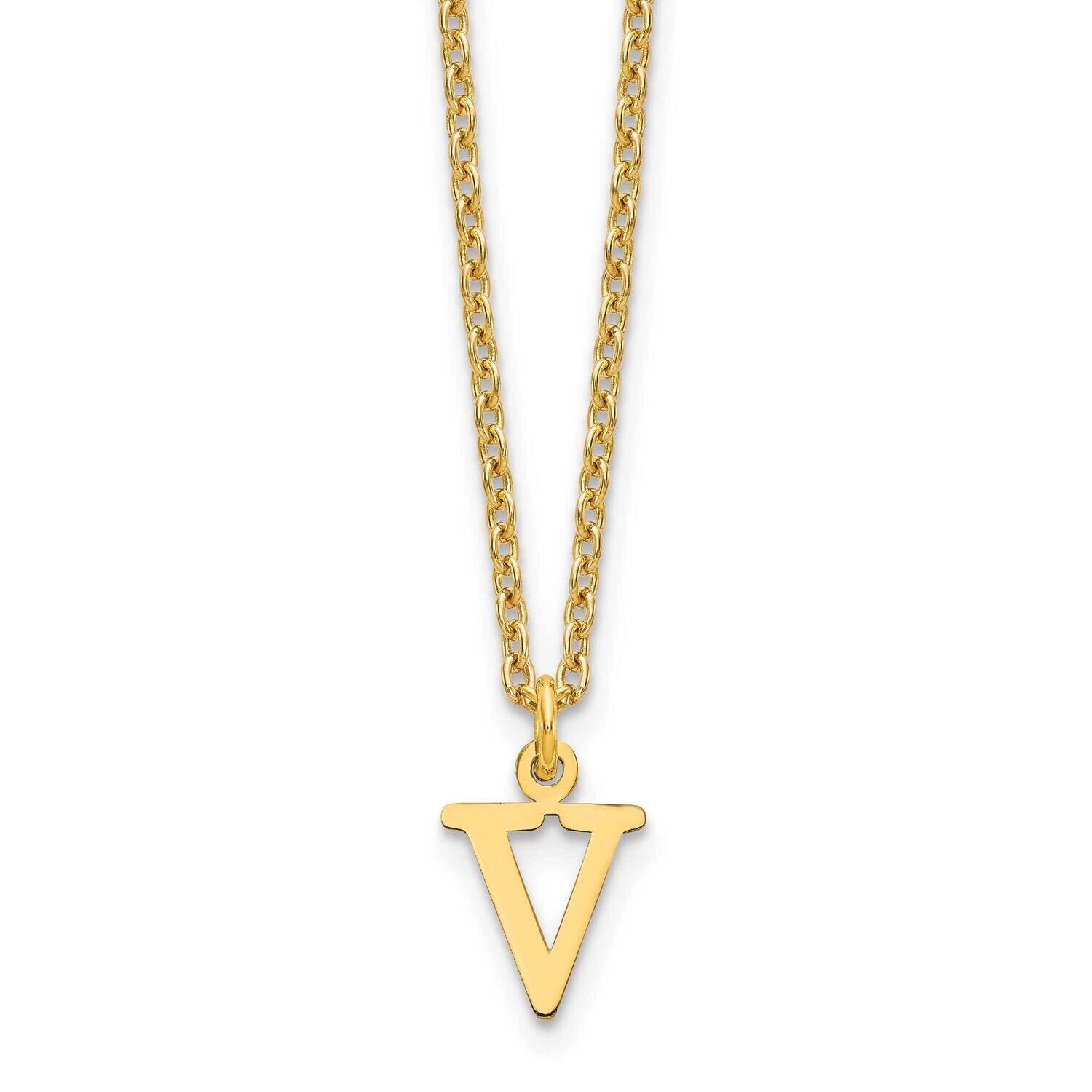 Gold-Plated Cutout Letter V Initial Necklace Sterling Silver XNA727GP/V, MPN: XNA727GP/V,