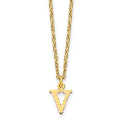 Gold-Plated Cutout Letter V Initial Necklace Sterling Silver XNA727GP/V, MPN: XNA727GP/V,