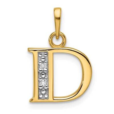 Diamond Letter D Initial Pendant 14k Gold With Rhodium YC1541D, MPN: YC1541D,