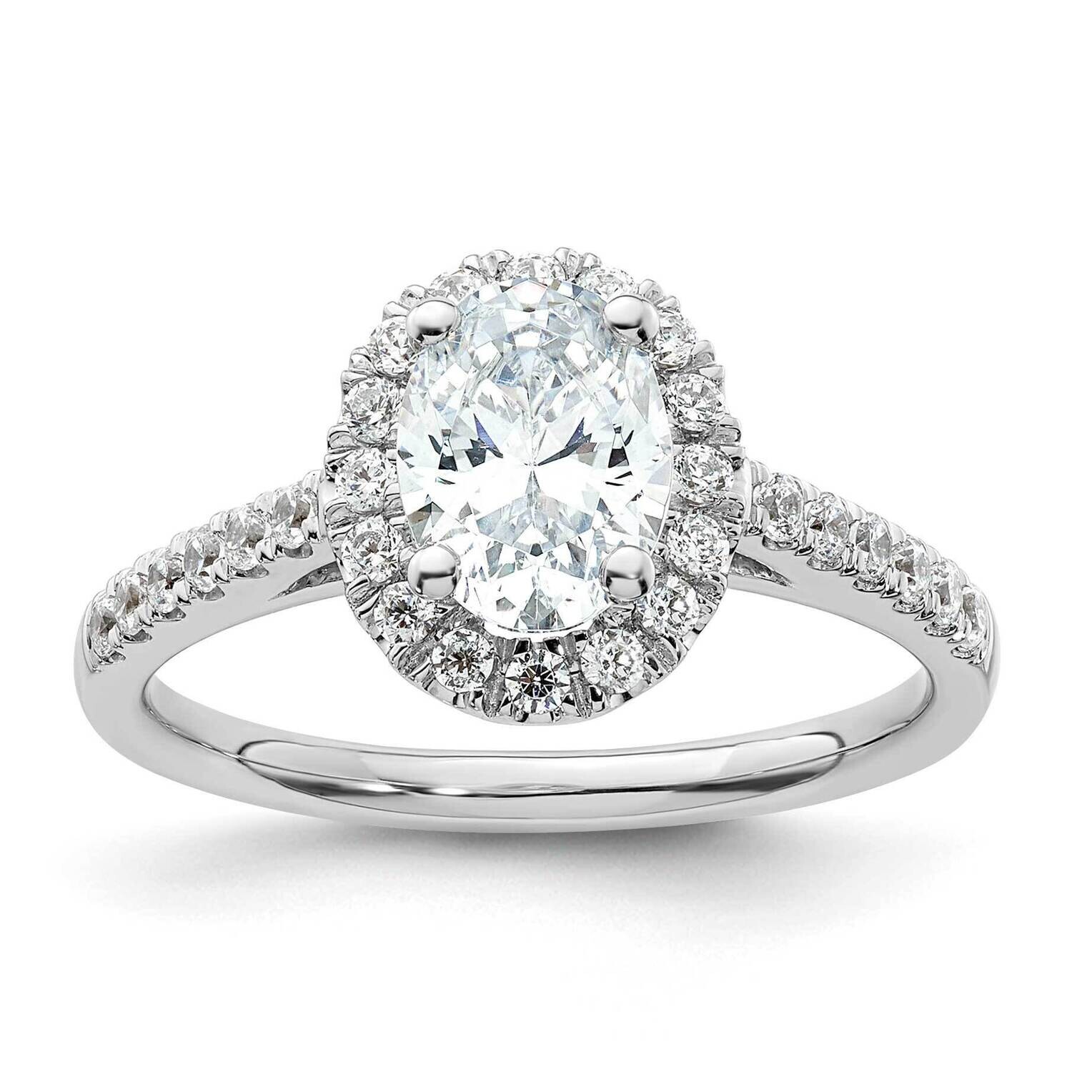 Halo Plus Holds 3/4 Carat 7.5X5.0mm Oval Center 3/8 Carat Diamond Semi-Mount Engagement Ring 14k Wh…