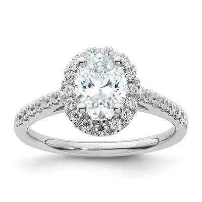 Halo Plus Holds 3/4 Carat 7.5X5.0mm Oval Center 3/8 Carat Diamond Semi-Mount Engagement Ring 14k Wh…